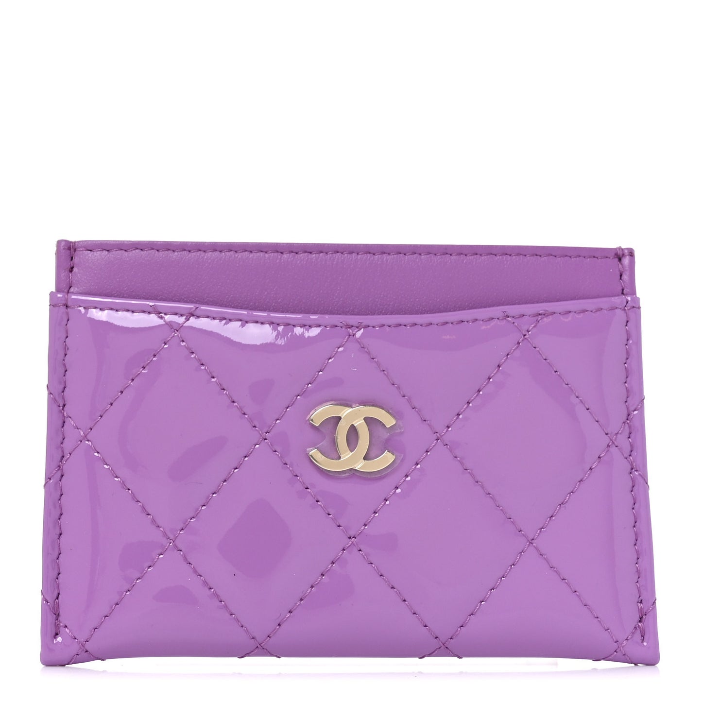 Patent Quilted Card Holder Purple