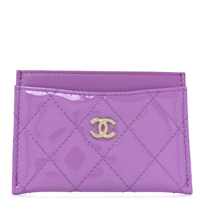 Chanel Patent Quilted Card Holder Purple 1 of 9