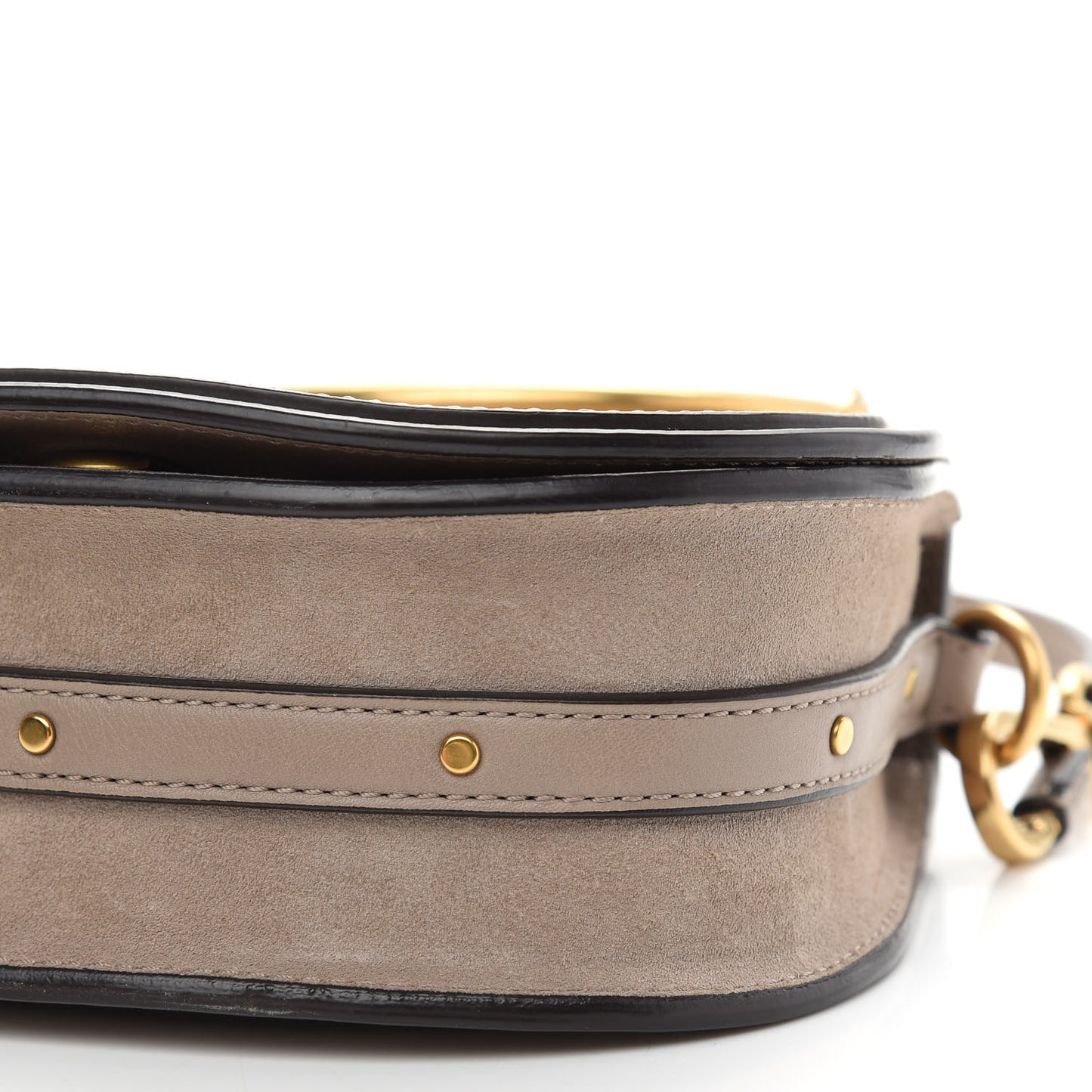 Calfskin Suede Small Nile Bracelet Bag Motty Grey