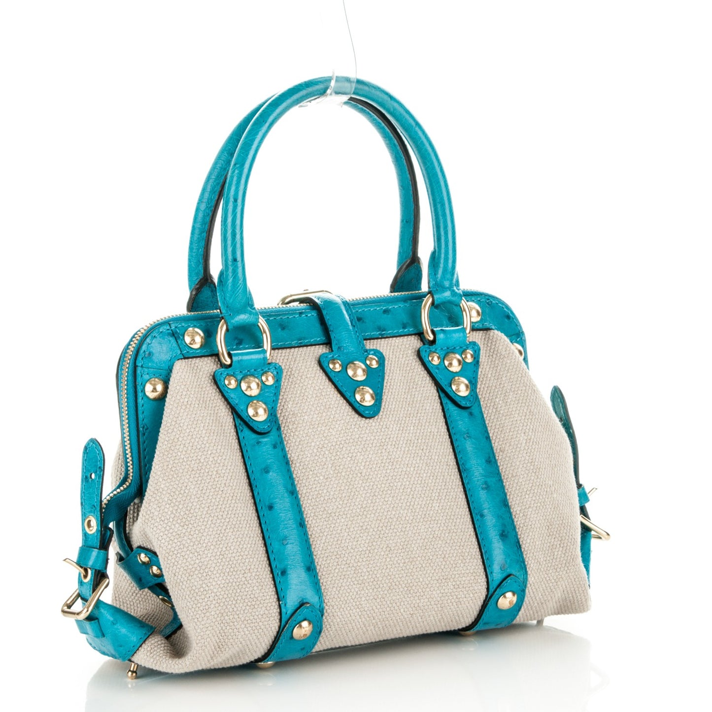 Toile Ostrich Trianon Sac De Nuit MM Turquoise