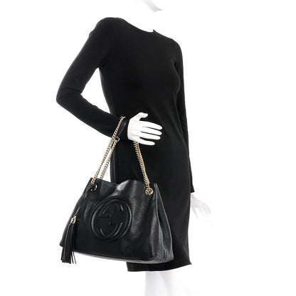 Gucci Pebbled Calfskin Medium Soho Chain Shoulder Bag Black 3 of 9