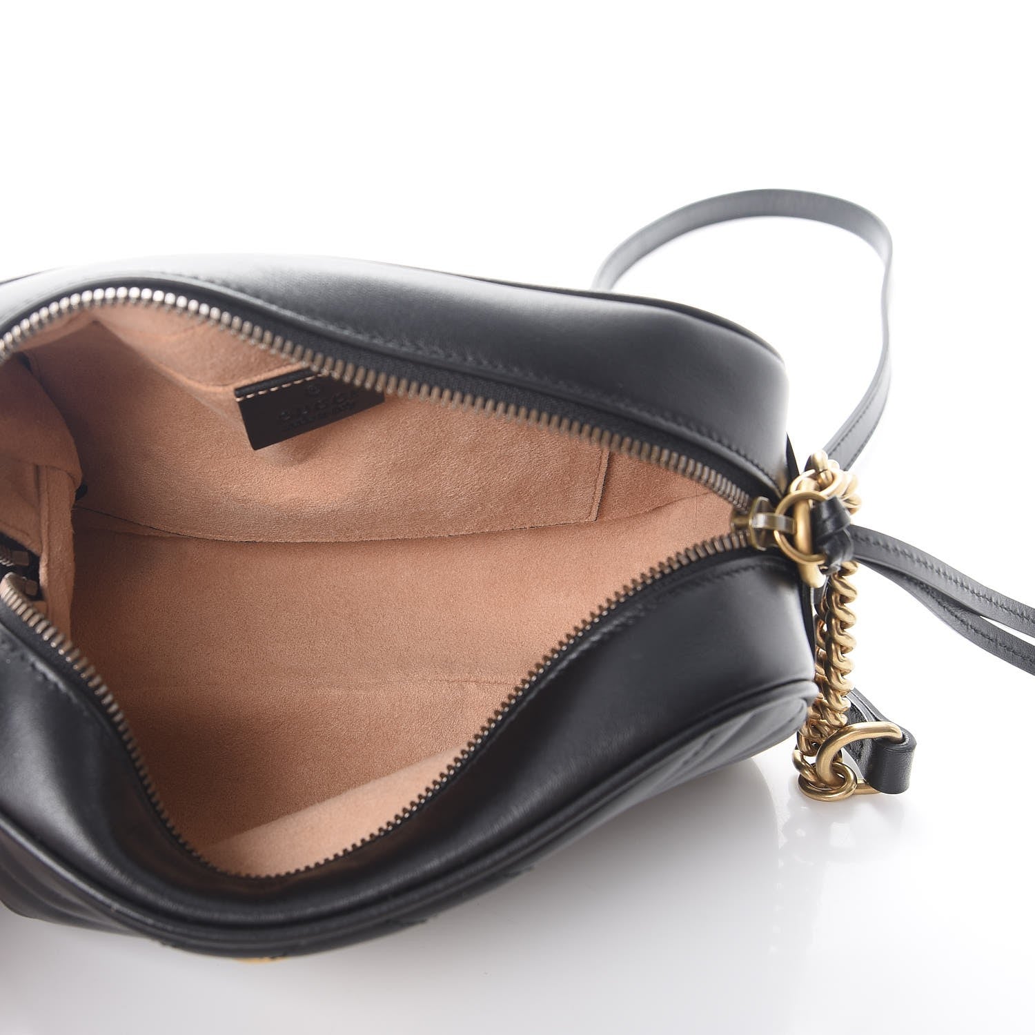 Gucci Calfskin Matelasse Small GG Marmont Chain Shoulder Bag Black 5 of 9