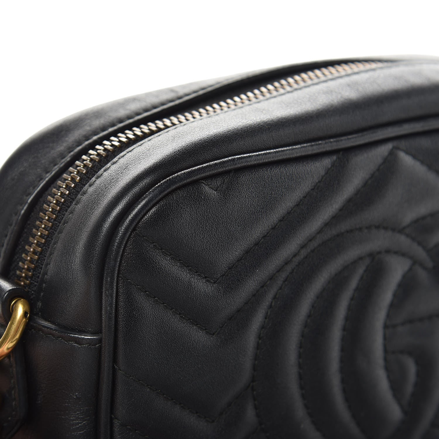 Gucci Calfskin Matelasse Mini GG Marmont Chain Shoulder Bag Black 12 of 16