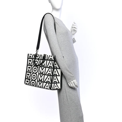 Fendi X MARC JACOBS Vitello King Logo Print Medium Fendi Sunshine Shopper Tote Black White 2 of 10