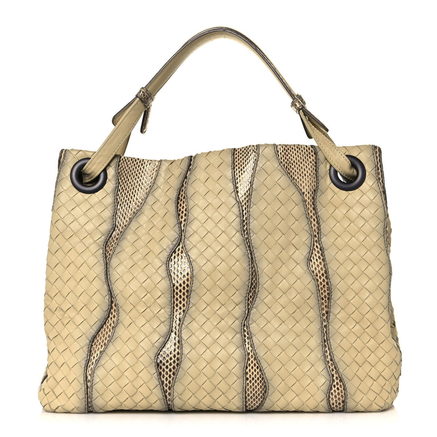 Nappa Ayers Intrecciato Medium Garda Bag Beige