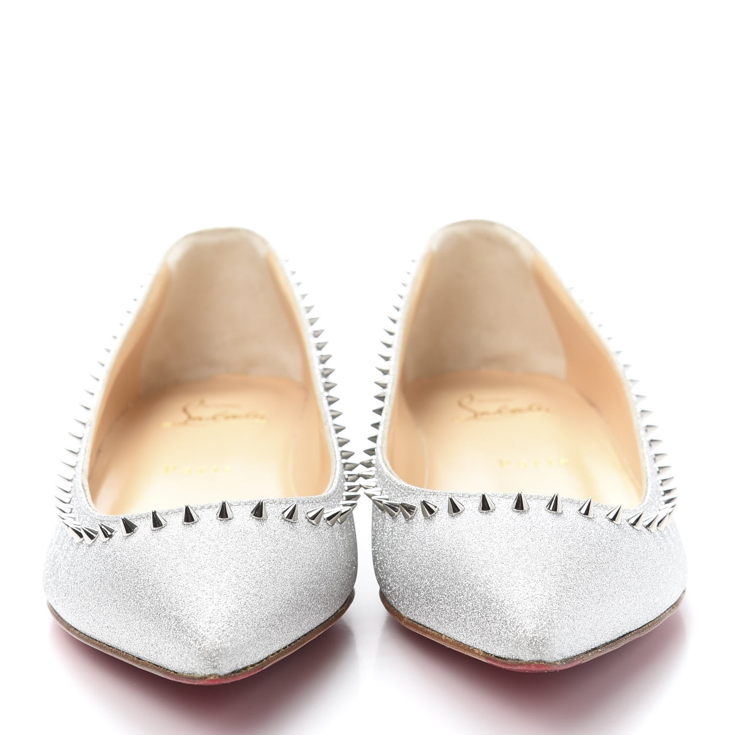 Christian Louboutin Mini Glitter Anjalina Flats 37 Silver 2 of 7