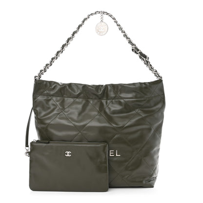 Chanel Shiny Calfskin Quilted Small Chanel 22 Khaki 1 of 13
