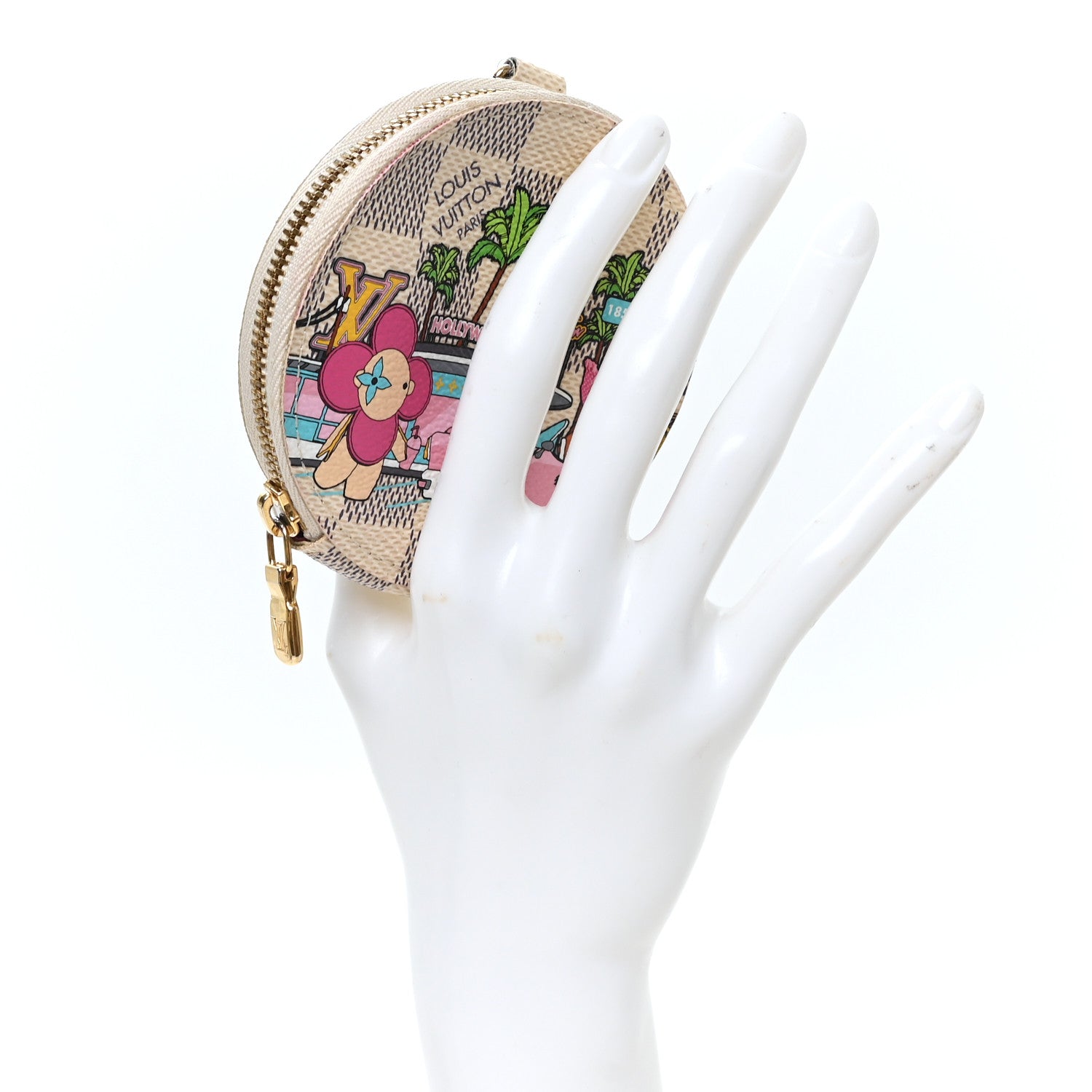Louis Vuitton Damier Azur 2021 Christmas Animation Hollywood Bag Charm Fuchsia 2 of 8