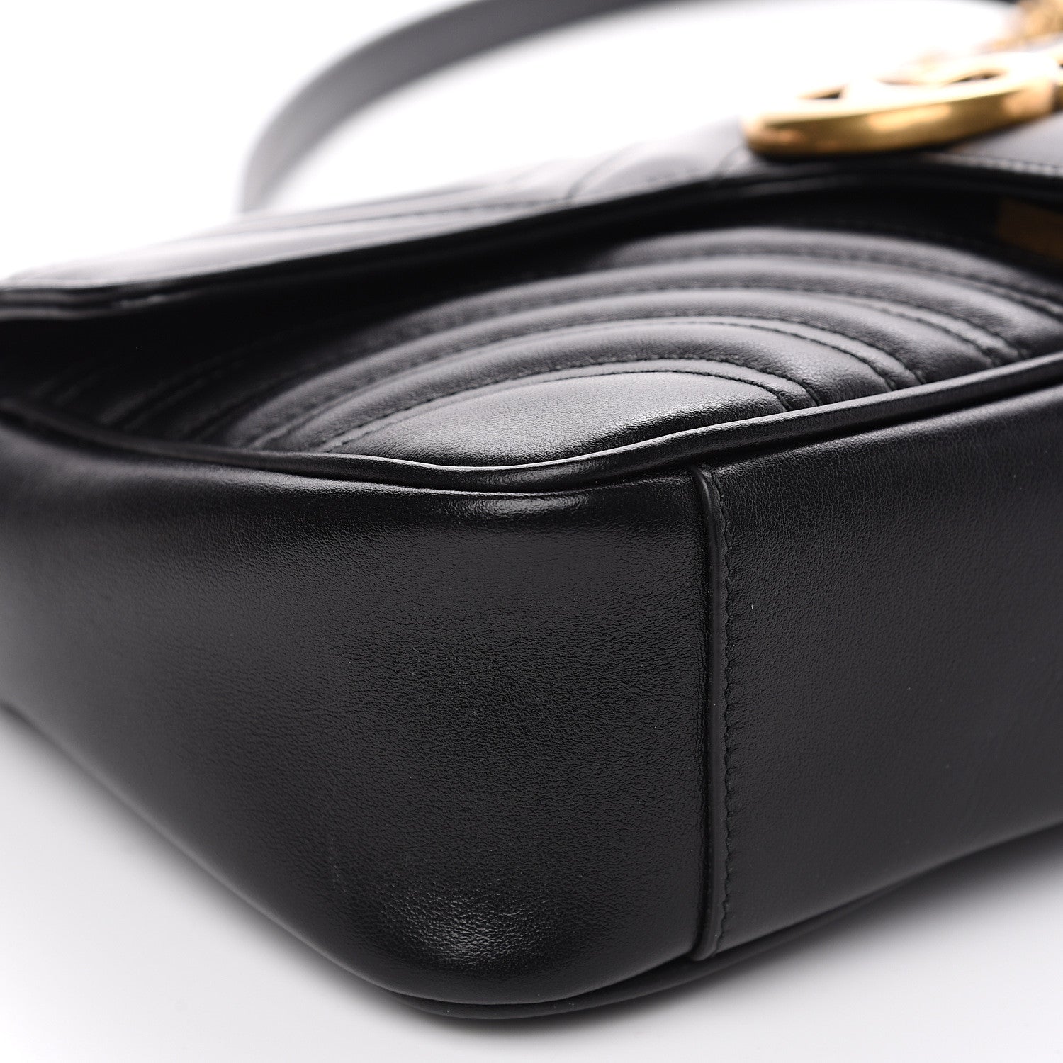 Gucci Calfskin Matelasse Small GG Marmont Shoulder Bag Black 4 of 9