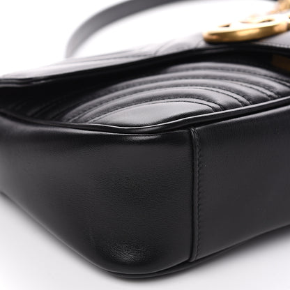 Gucci Calfskin Matelasse Small GG Marmont Shoulder Bag Black 4 of 9