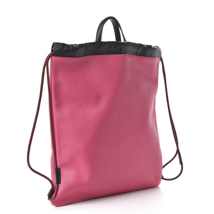 Gucci Grained Calfskin Logo Drawstring Backpack Box Pink Green Black 2 of 9