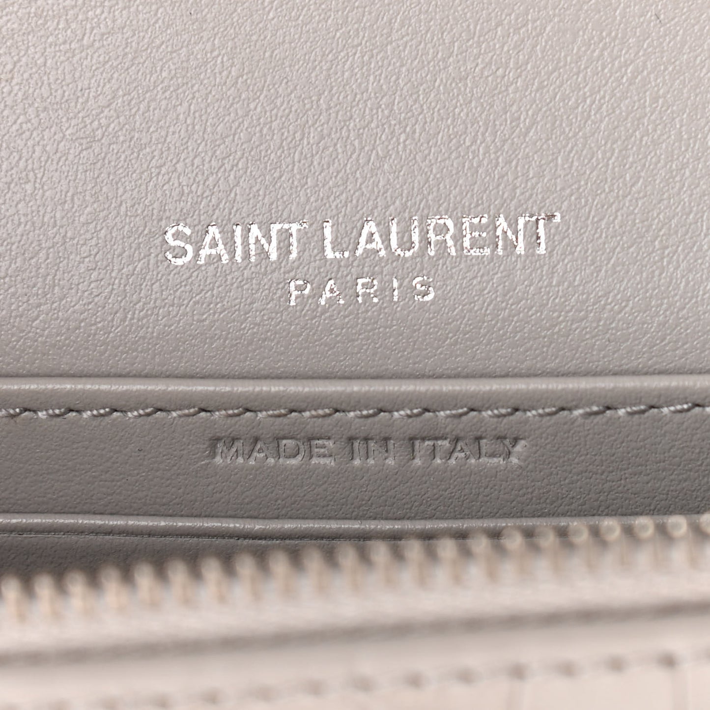 Calfskin Crocodile Embossed Monogram Sunset Chain Wallet Light Grey