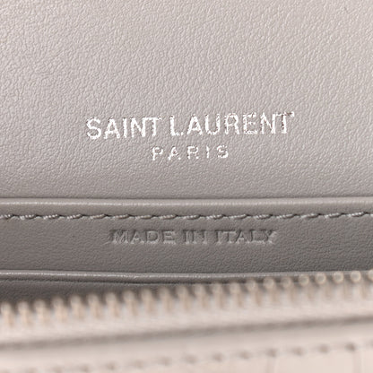 Saint Laurent Calfskin Crocodile Embossed Monogram Sunset Chain Wallet Light Grey 6 of 13