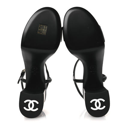 Chanel Lambskin Logo Platform Sandals 41 Black 7 of 12