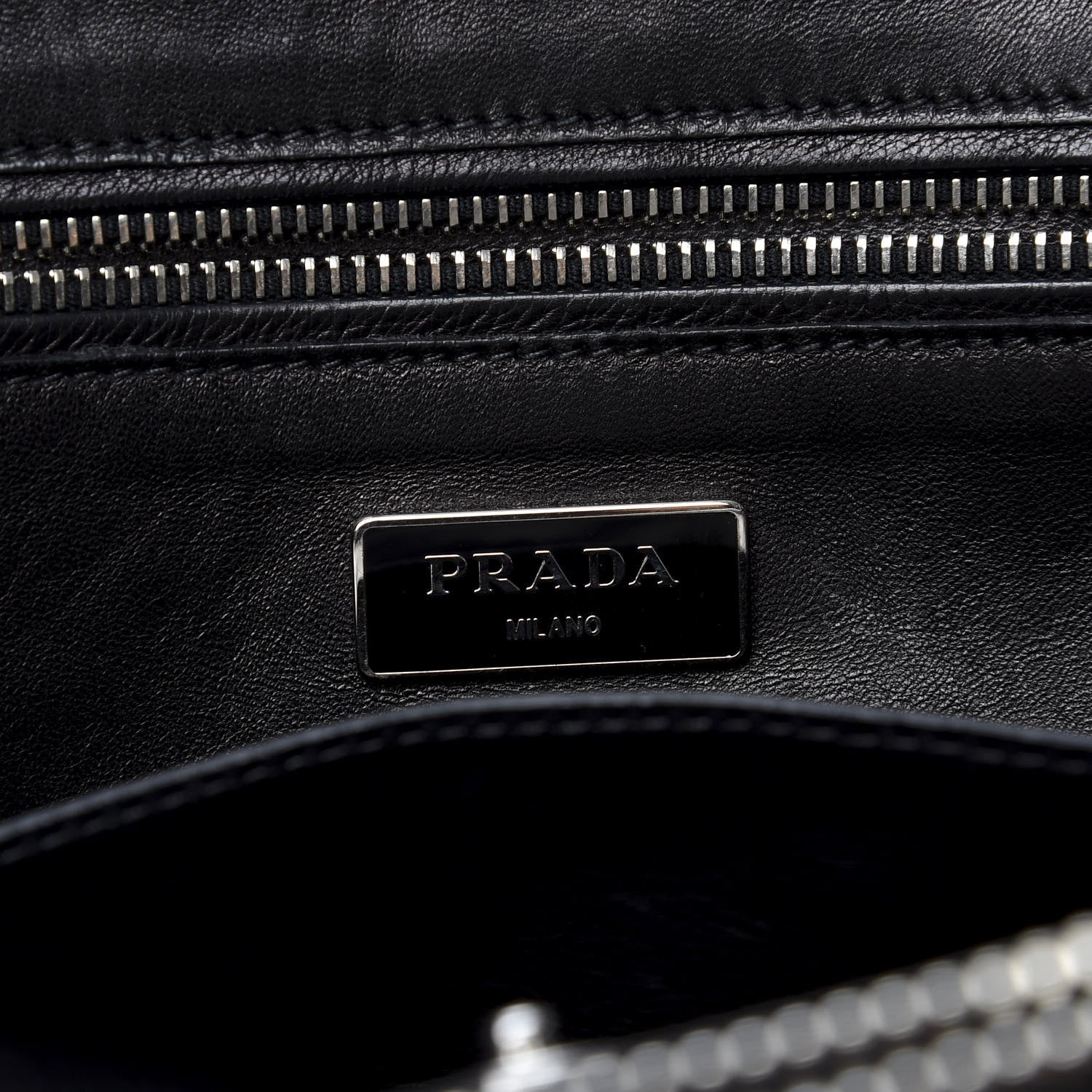 Prada Glace Calf Twin Pocket Tote Black 7 of 13