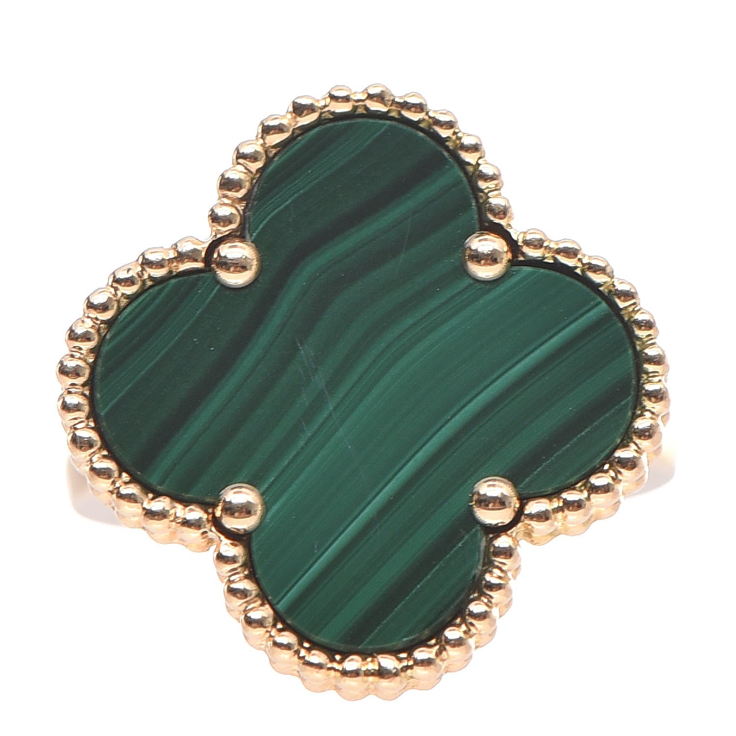 Van Cleef & Arpels 18K Yellow Gold Malachite Magic Alhambra Ring 53 6.25 1 of 9