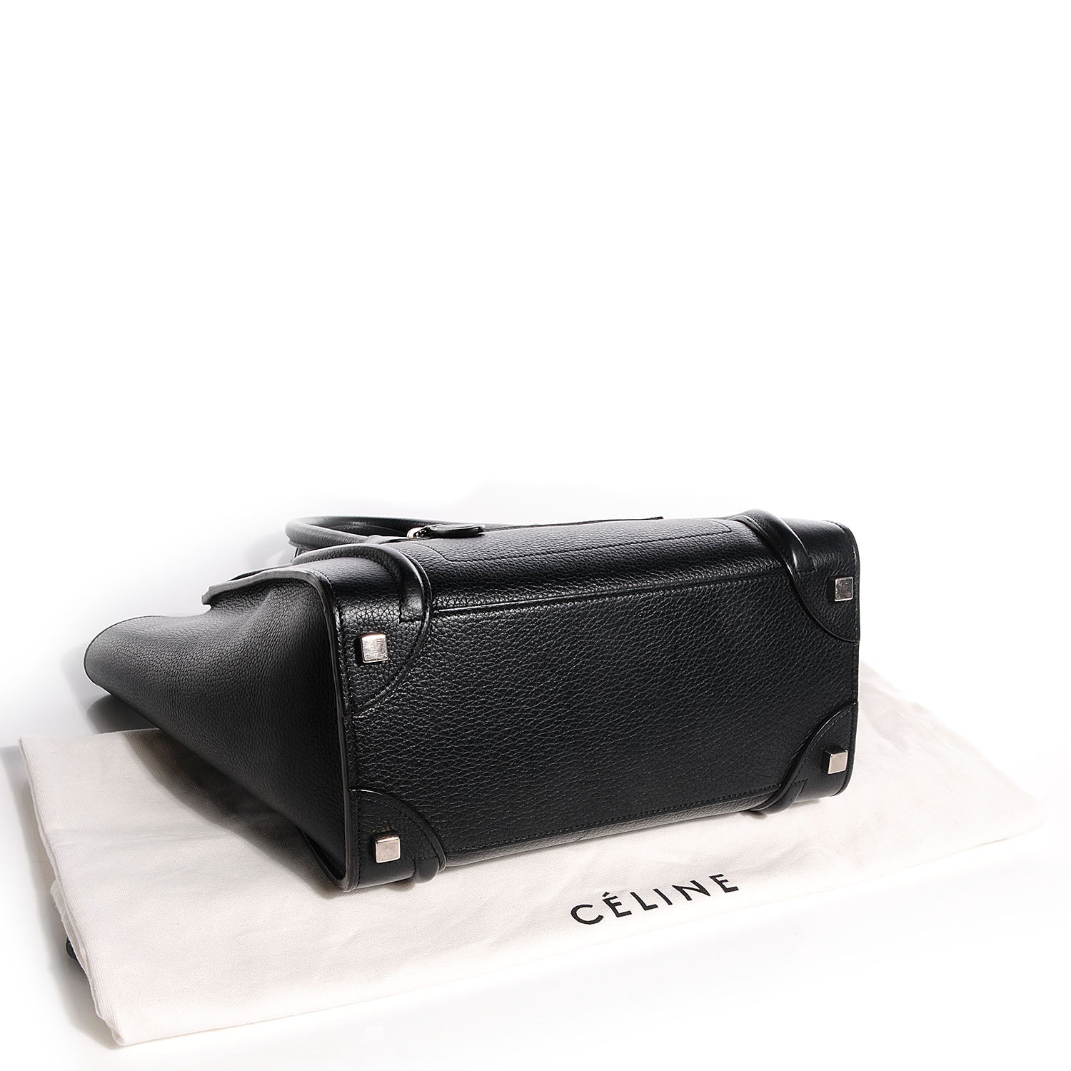 Celine Drummed Calfskin Micro Luggage Black 4 of 9