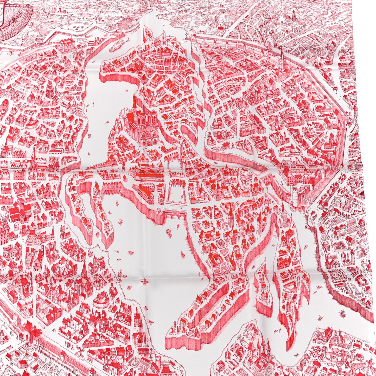 Silk La Cite Cavaliere Scarf 90 White Rouge Bordeaux