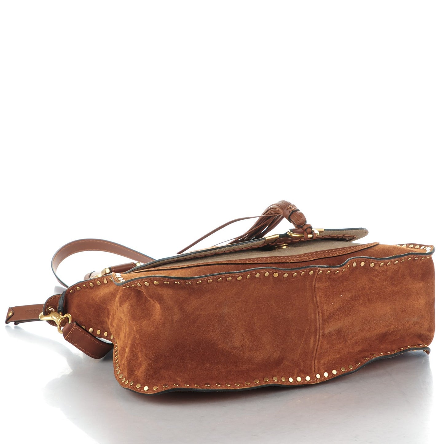 Suede Calfskin Braided Medium Marcie Satchel Caramel