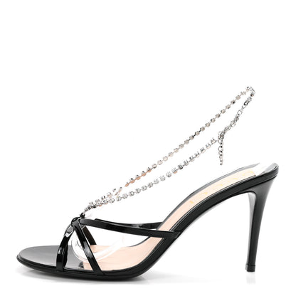 Gucci Vernice Crystal Sandals 40 Black 1 of 9