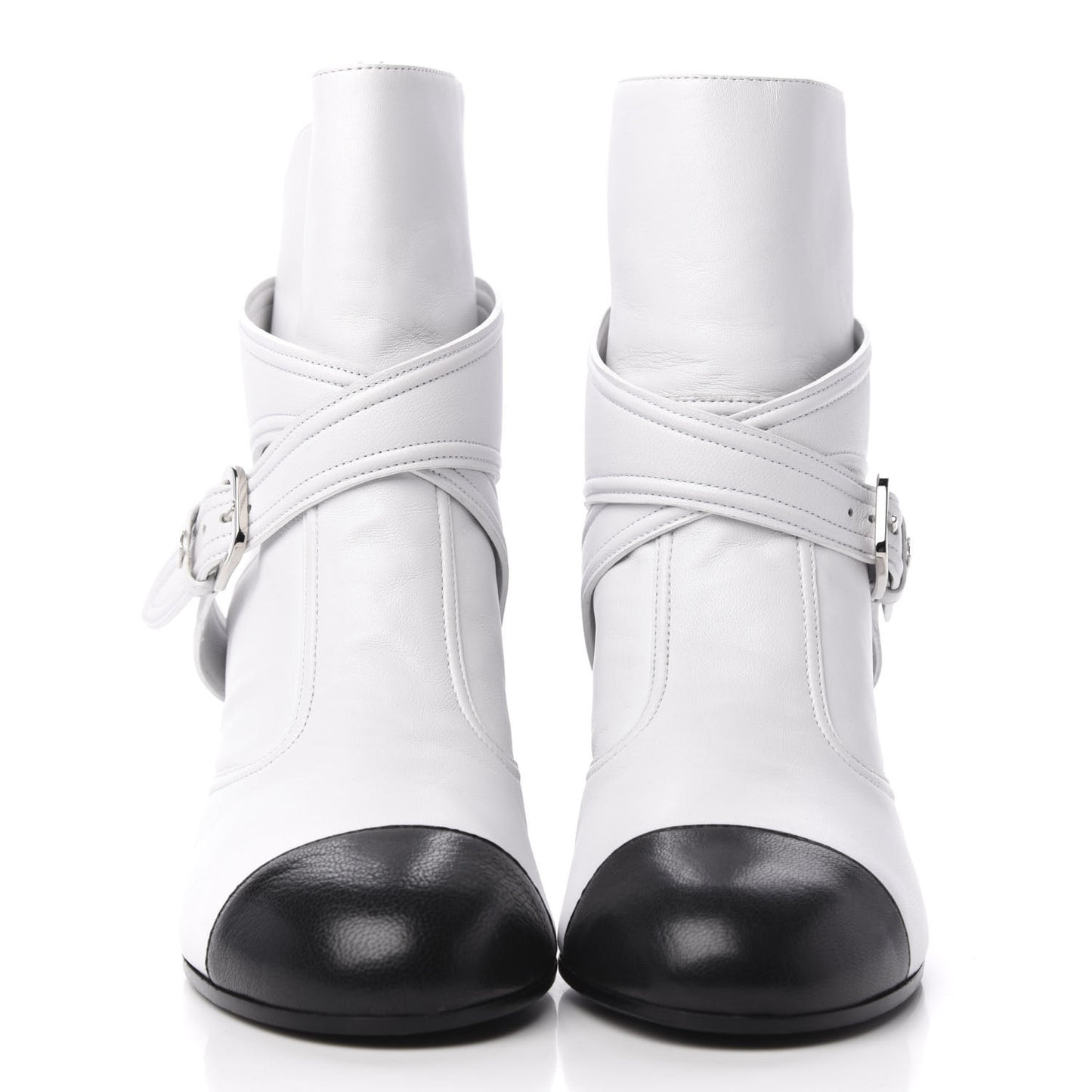 Lambskin Goatskin Cap Toe Boots 37 White Black