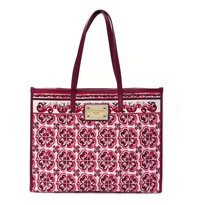Dolce & Gabbana Canvas Large Shopper Tote Fucsia Multicolor 1 of 9