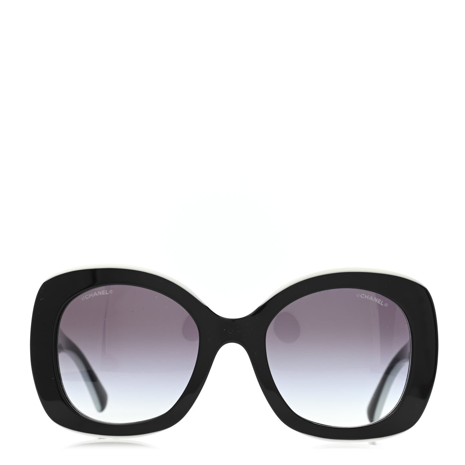 Chanel Acetate Square Sunglasses Black White 2 of 4
