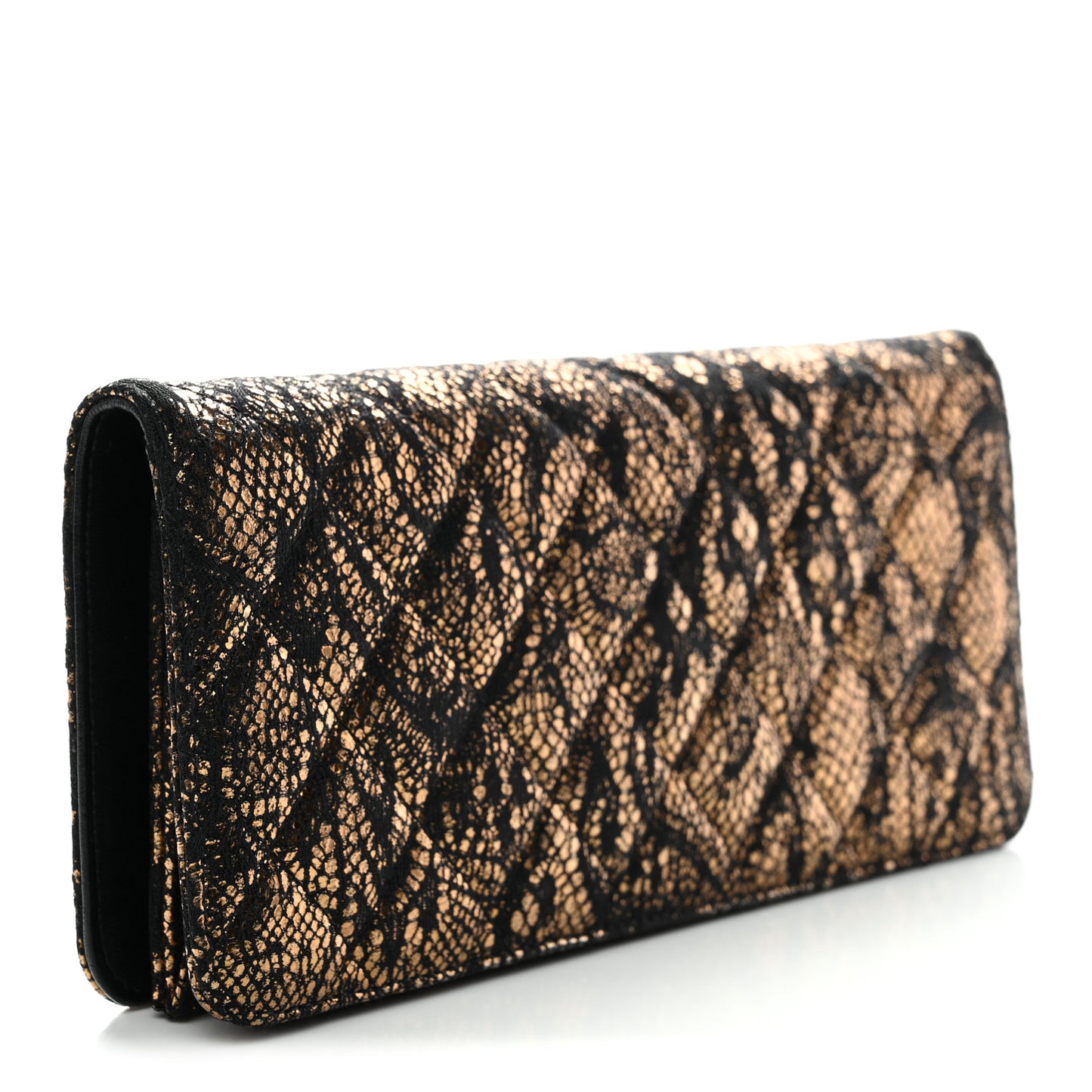Metallic Tweed Quilted Clutch Black Gold