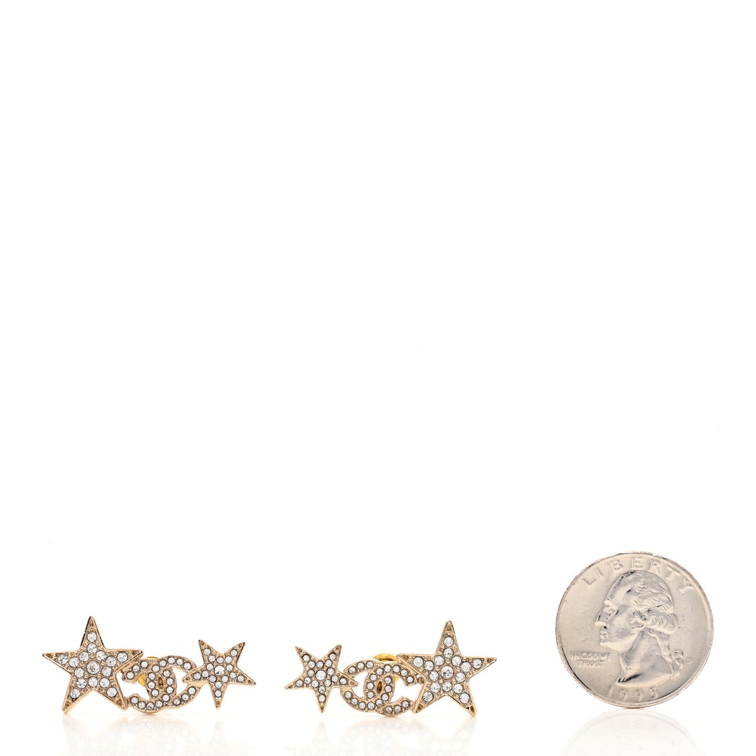 Chanel Crystal Star CC Earrings Gold 2 of 4