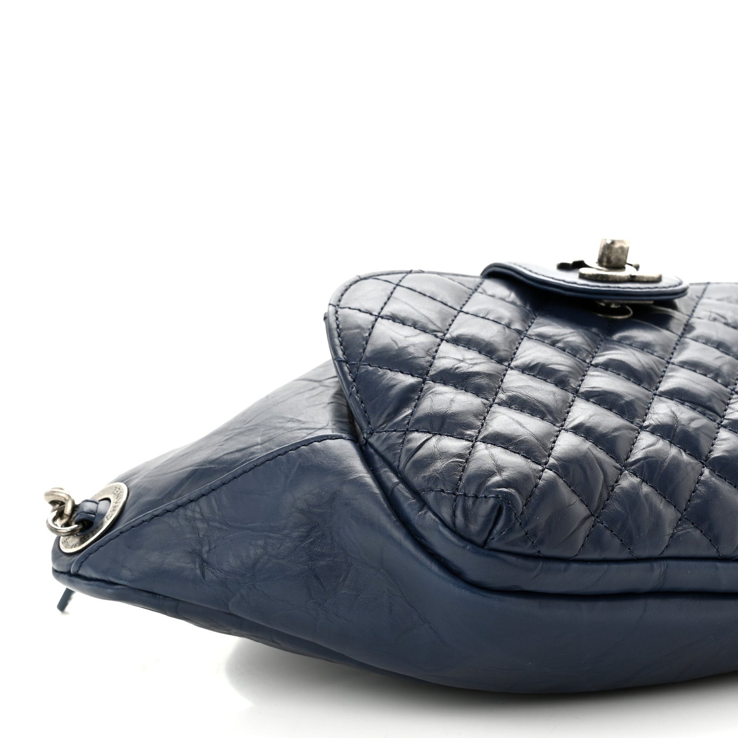 Crumpled Calfskin Quilted Casual Rock Waist Bag Fanny Pack Blue