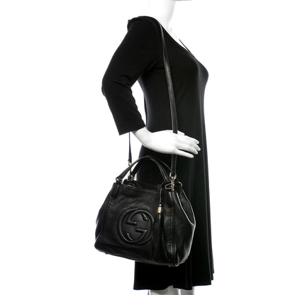 Gucci Pebbled Calfskin Small Soho Shoulder Bag Black 2 of 9