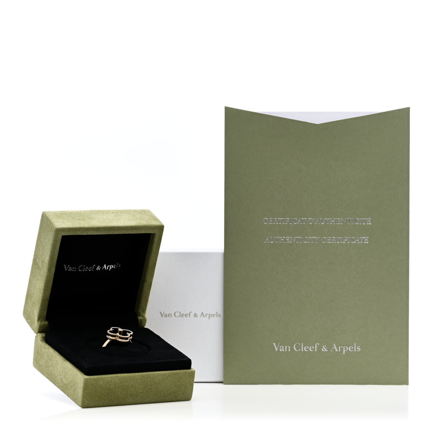 Van Cleef & Arpels 18K Yellow Gold Diamond Black Onyx Vintage Alhambra Ring 52 6 6 of 6