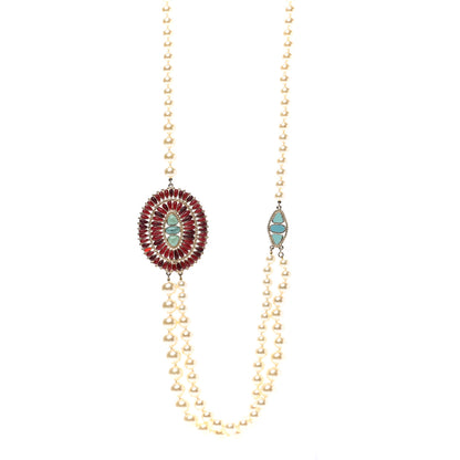 Chanel Graduated Pearl Gripoix Necklace Turquoise Burgundy 1 of 6