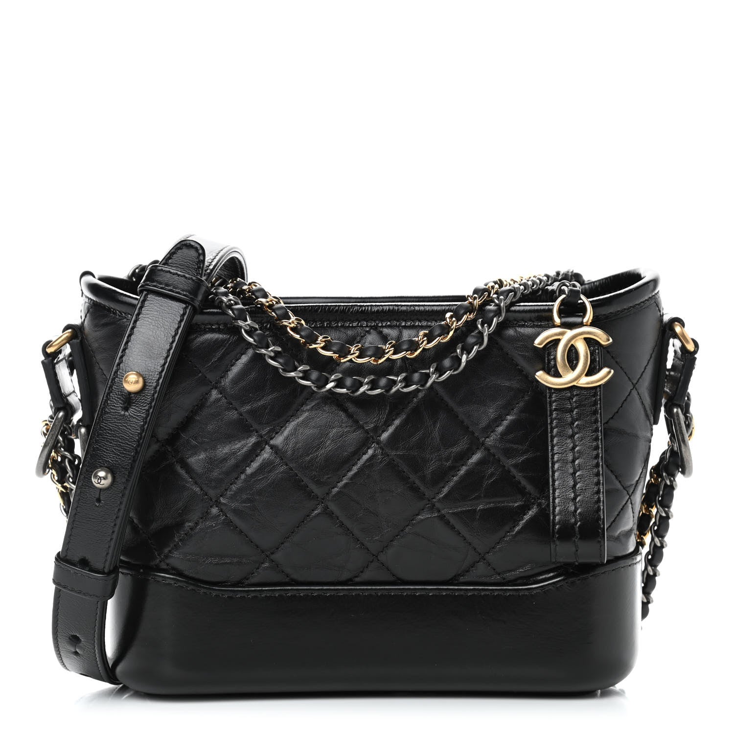 Chanel Aged Calfskin Quilted Small Gabrielle Hobo Black 1 of 9