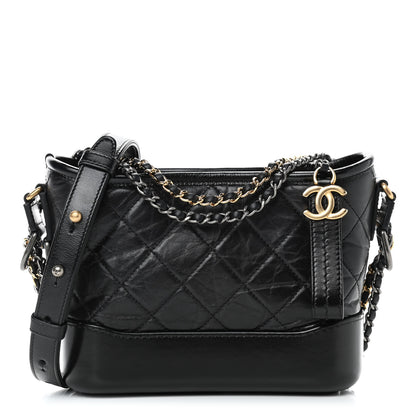 Chanel Aged Calfskin Quilted Small Gabrielle Hobo Black 1 of 9
