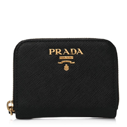 Prada Saffiano Compact Zip Around Wallet Black 1 of 8
