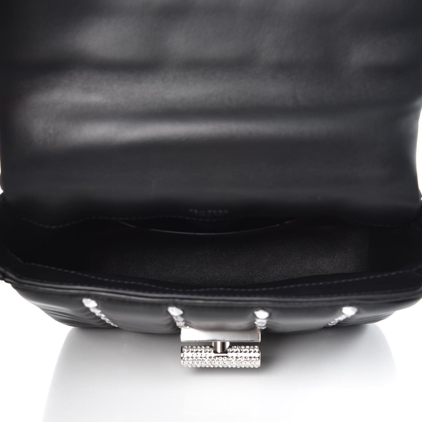 Lambskin Quilted Crystal Small Natalia Chain Bag Black