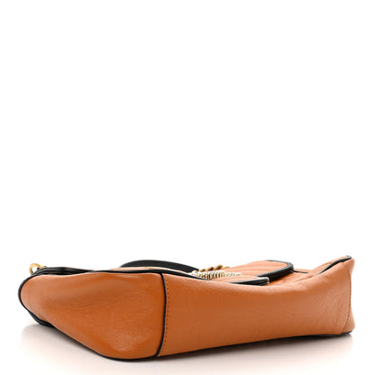 Gucci Vintage Effect Calfskin Matelasse Diagonal Small Torchon GG Marmont Shoulder Bag Cognac Black 4 of 10