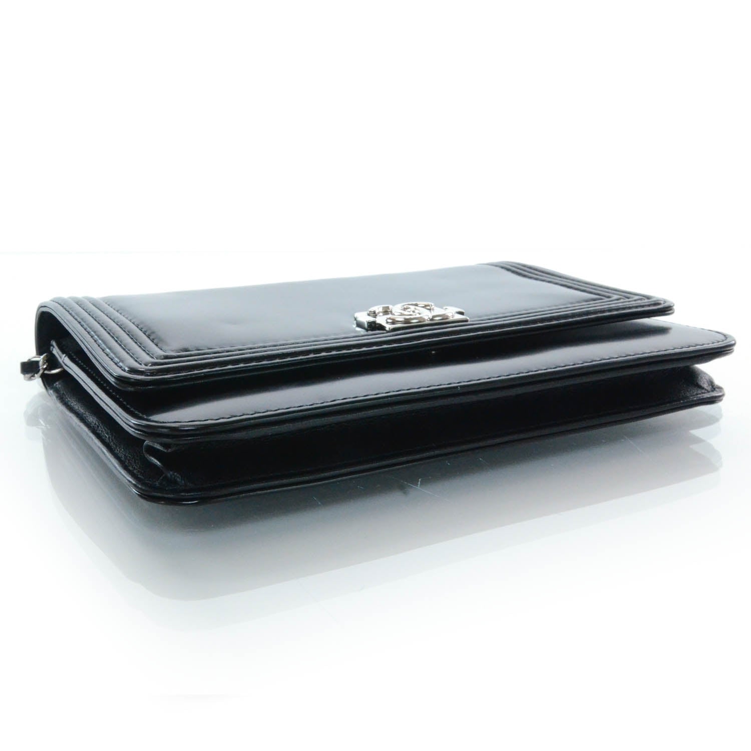 Chanel Glazed Calfskin Boy Wallet On Chain WOC Black 4 of 10