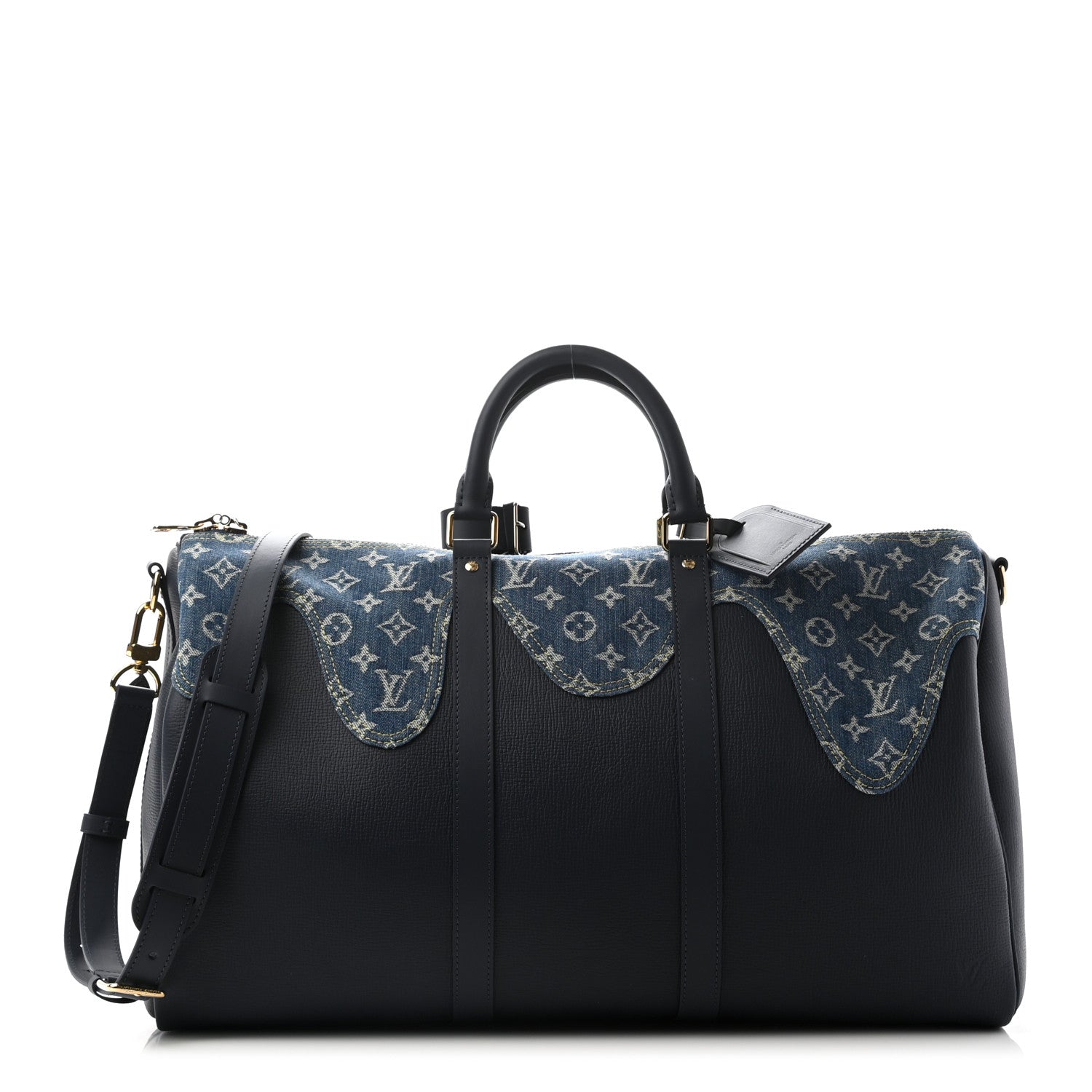 Louis Vuitton X NIGO Taurillon Monogram Denim Drip Keepall Bandouliere 50 Blue 1 of 9