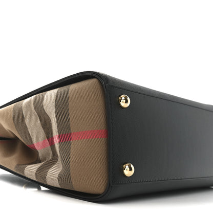 Burberry Derby Calfskin House Check Medium Banner Tote Black 8 of 9