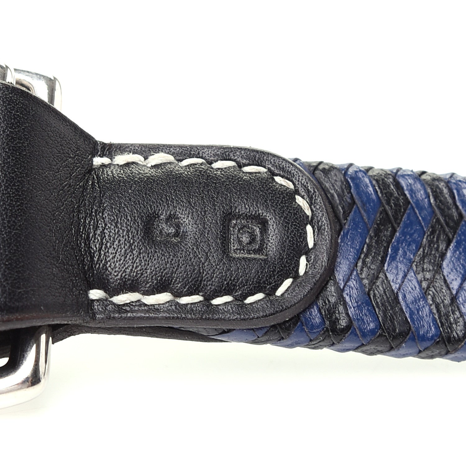 Hermes Calfskin Woven Belt Scarf Loop Blue Black 4 of 4