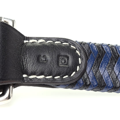Hermes Calfskin Woven Belt Scarf Loop Blue Black 4 of 4