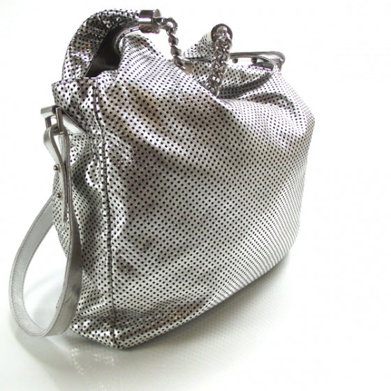 Chanel Metallic Glazed Calfskin Perforated Medium Rodeo Drive Tote Silver 3 of 8