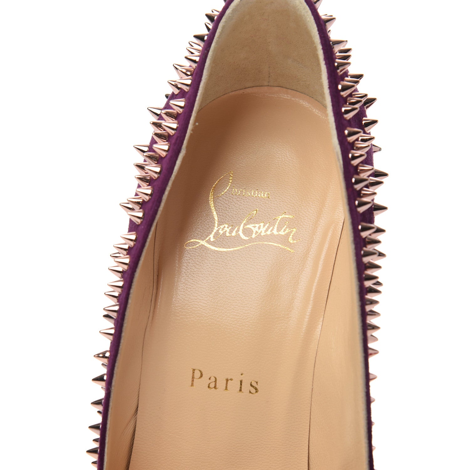 Christian Louboutin Veau Velours Studded Escarpic 100 Pumps 37.5 Merlot Copper 6 of 11