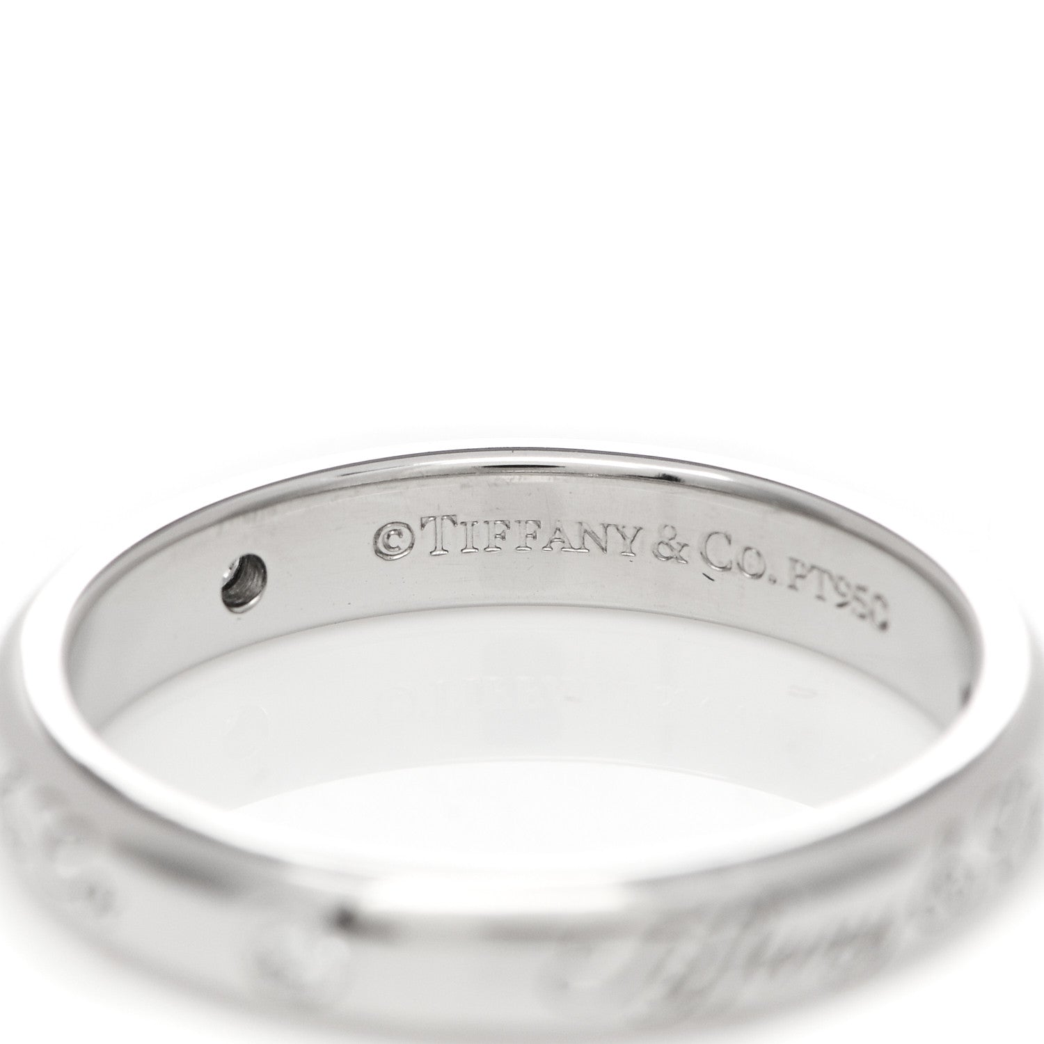 Tiffany Platinum Diamond 3mm Notes Ring 47 4.25 4 of 5