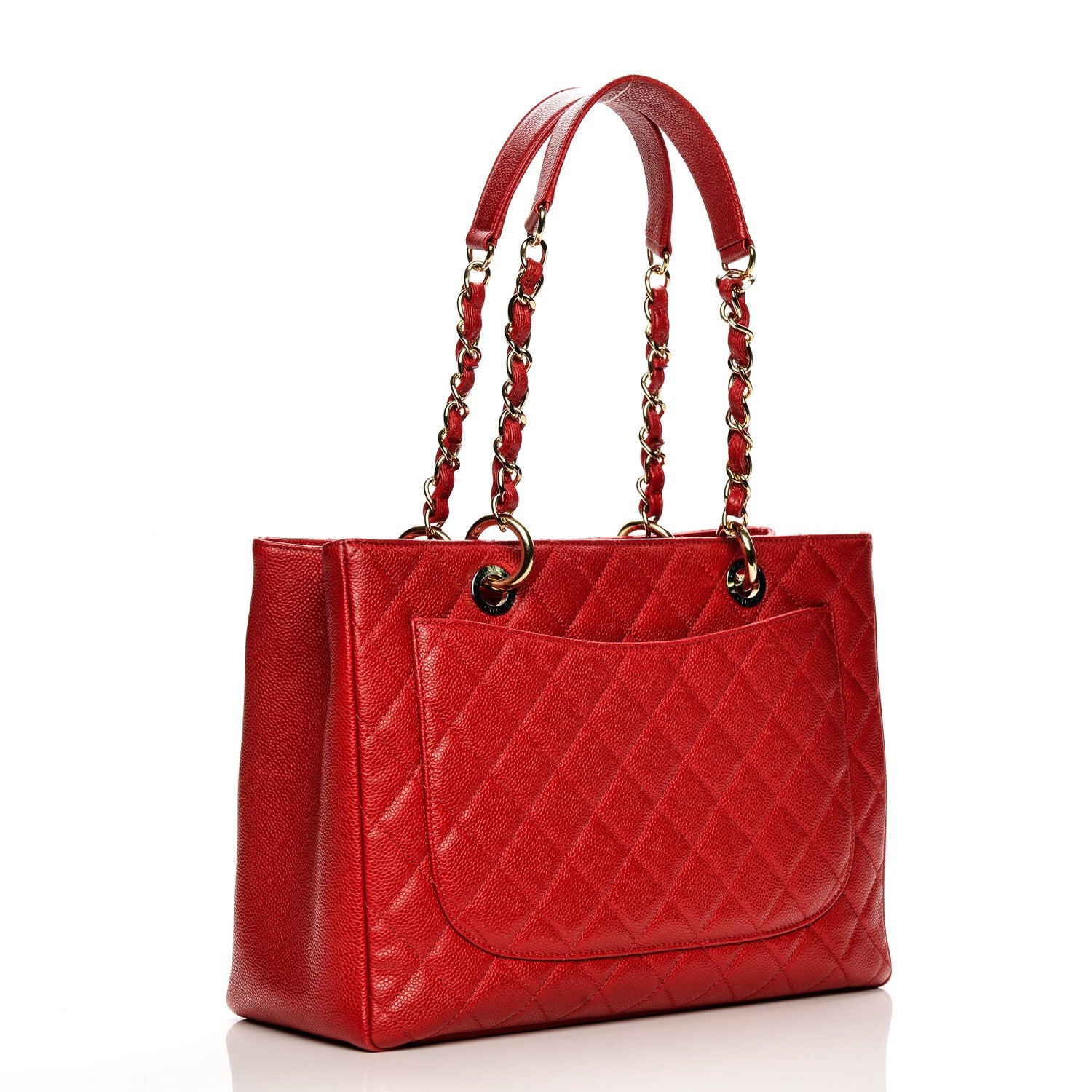 Chanel Caviar Quilted Grand Shopping Tote GST Red 3 of 9