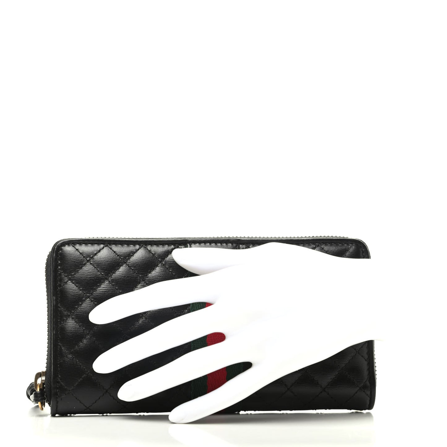 Calfskin Web Trapuntata GG Zip Around Wallet Black