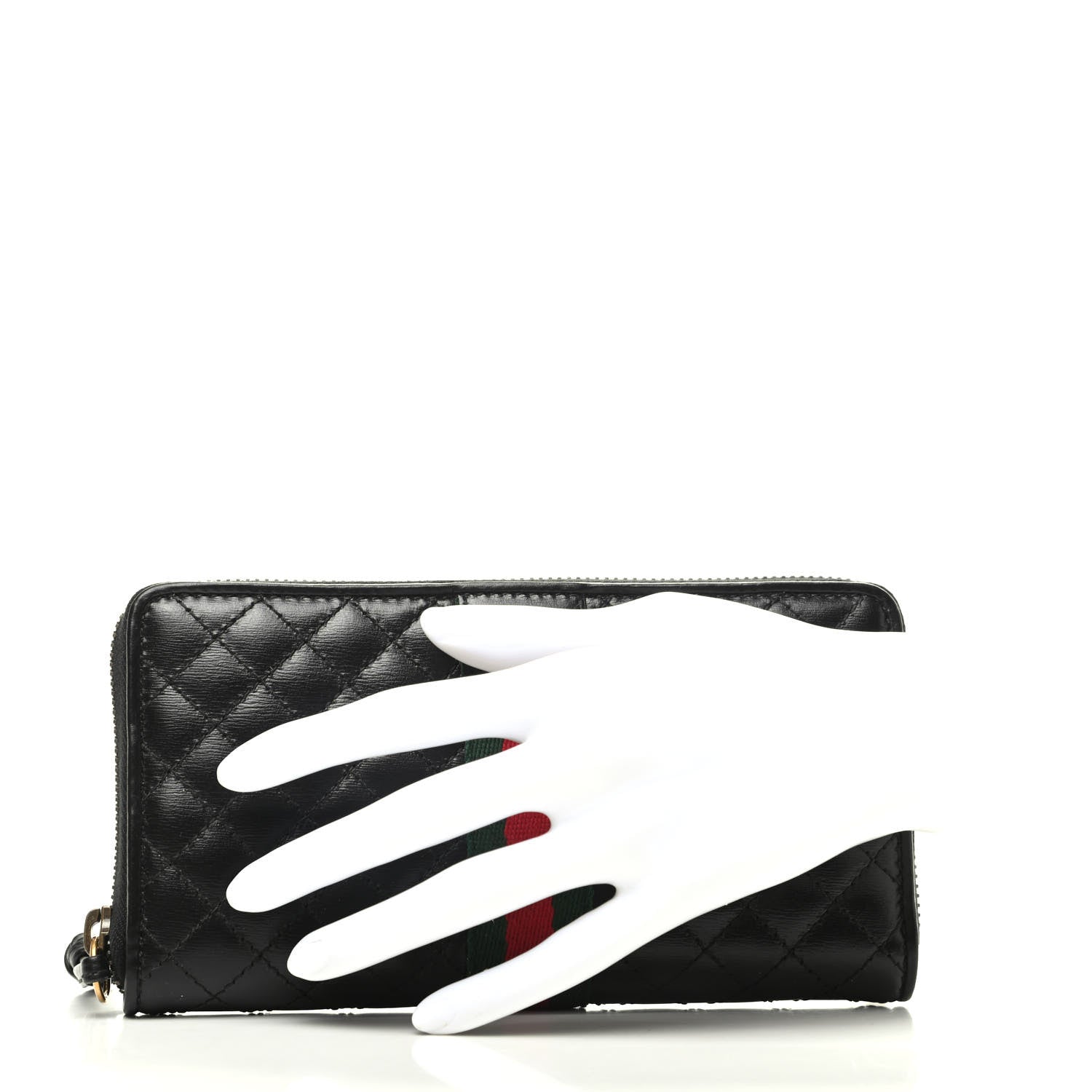 Gucci Calfskin Web Trapuntata GG Zip Around Wallet Black 2 of 9