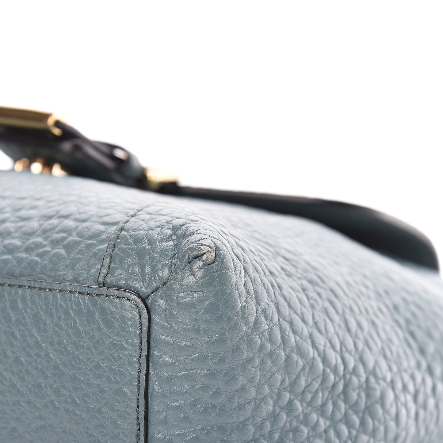 Grainy Calfskin Shoulder Bag Turquoise